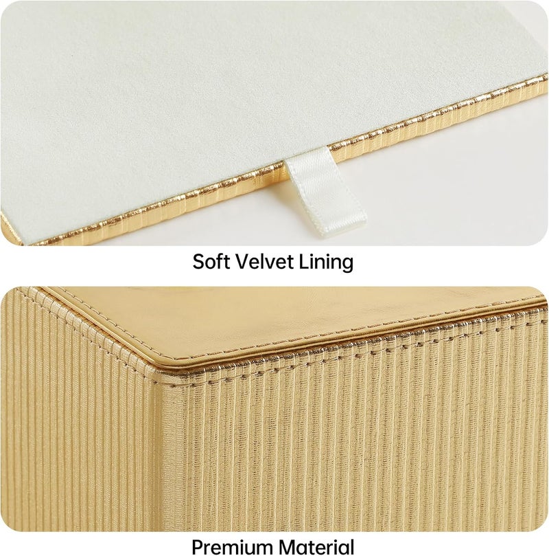 Cretkhp Gold Tissue Box Cover Square with Magnetic Closure, PU Leather Tissue Box Holder for Bathroom NightStands Livingroom, Decorative Modern Square Tissue Holder (Gold) - Image 4